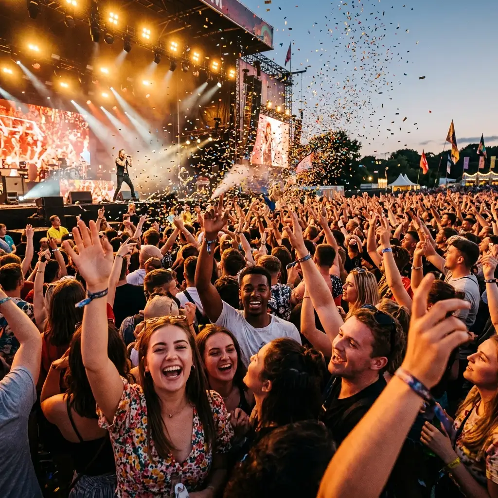 Crowd and stage lighting at a live event